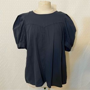 Dark blue puffed sleeve shirt